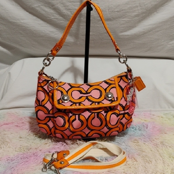 Coach Handbags - SALE! Authentic Coach Op Art Melon C's Orange & Pink Shoulder Bag W Hangtags